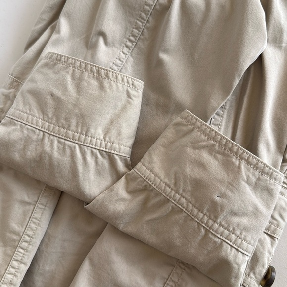 L.L. Bean Tan Utility Jacket Buttoned Cinched Waist Relaxed Fit Cotton Sz 16 - Picture 16 of 16